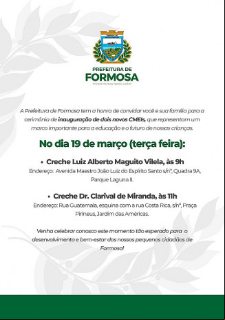 Arte Prefeitura Municipal de Formosa