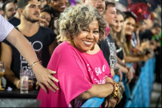 Alcione acompanha o desfile da São Clemente — Foto: Fabio Tito/G1